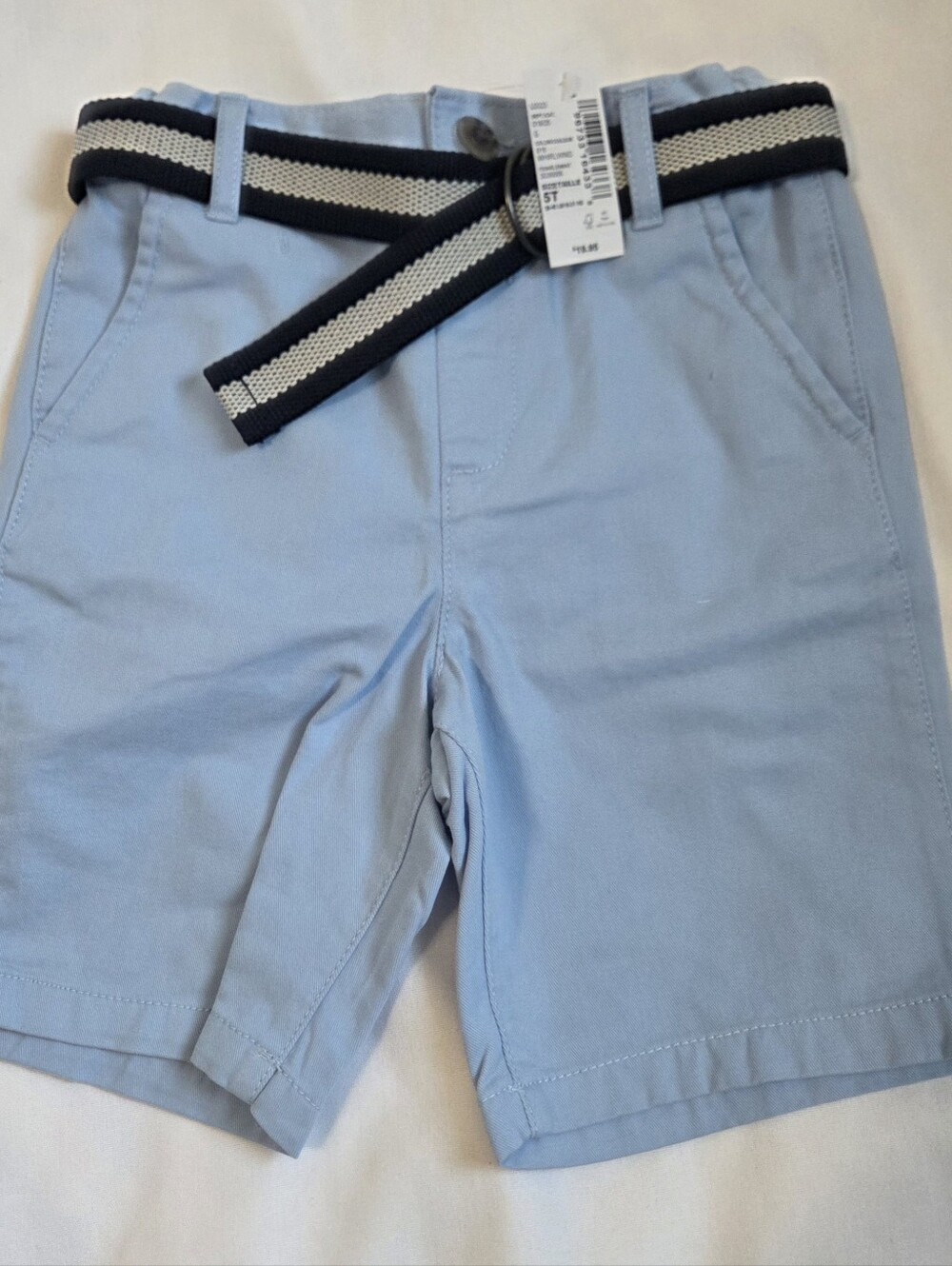 The Children's Place Light Blue Boys Shorts with Navy Stripe Belt